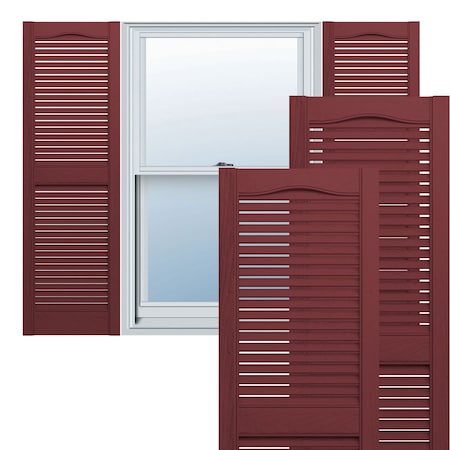 Lifetime Vinyl, Standard Cathedral Top Center Mullion, Open Louver Shutters, LL1S12X02500WN